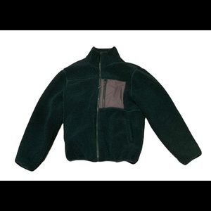 Dark Green Fuzzy Fleece Jacket